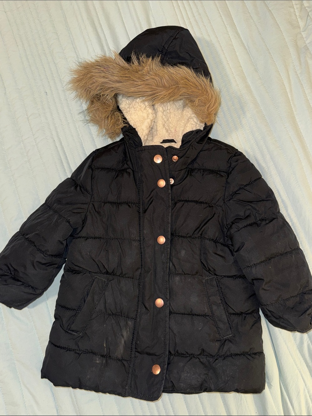 Black Lined Puffer Coat from Old Navy